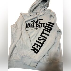 HOLLISTER Men's light blue Hoodie with Black Logo